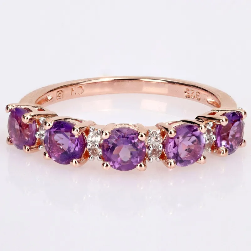 Miadora Rose Plated Sterling Silver Amethyst and White Topaz Stackable Eternity Wedding Band Ring sold by Zulily