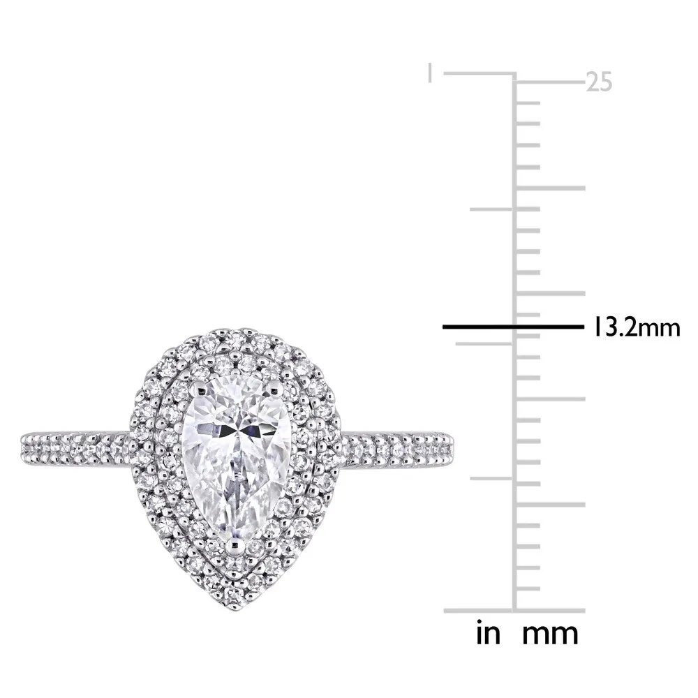 Miadora 1ct DEW Pear-Cut Moissanite and 1/3ct TDW Diamond Double Halo Engagement Ring in 14k White Gold sold by Zulily product image thumbnail 5