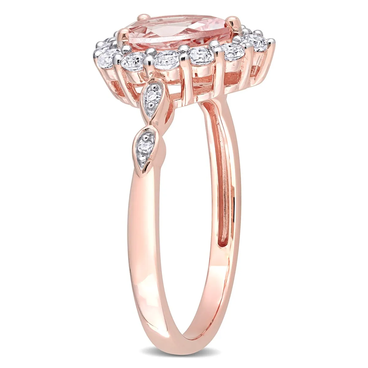 Miadora 10k Rose Gold Morganite, White Topaz and Diamond Accent Teardrop Halo Engagement Ring sold by Zulily product image thumbnail 3