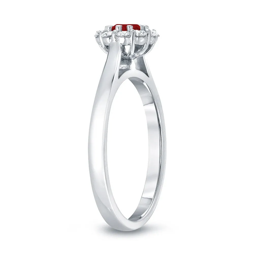 Auriya 14k Gold 3/5ct Ruby and 1/2ct TDW Diamond Halo Engagement Ring sold by Zulily product image thumbnail 4