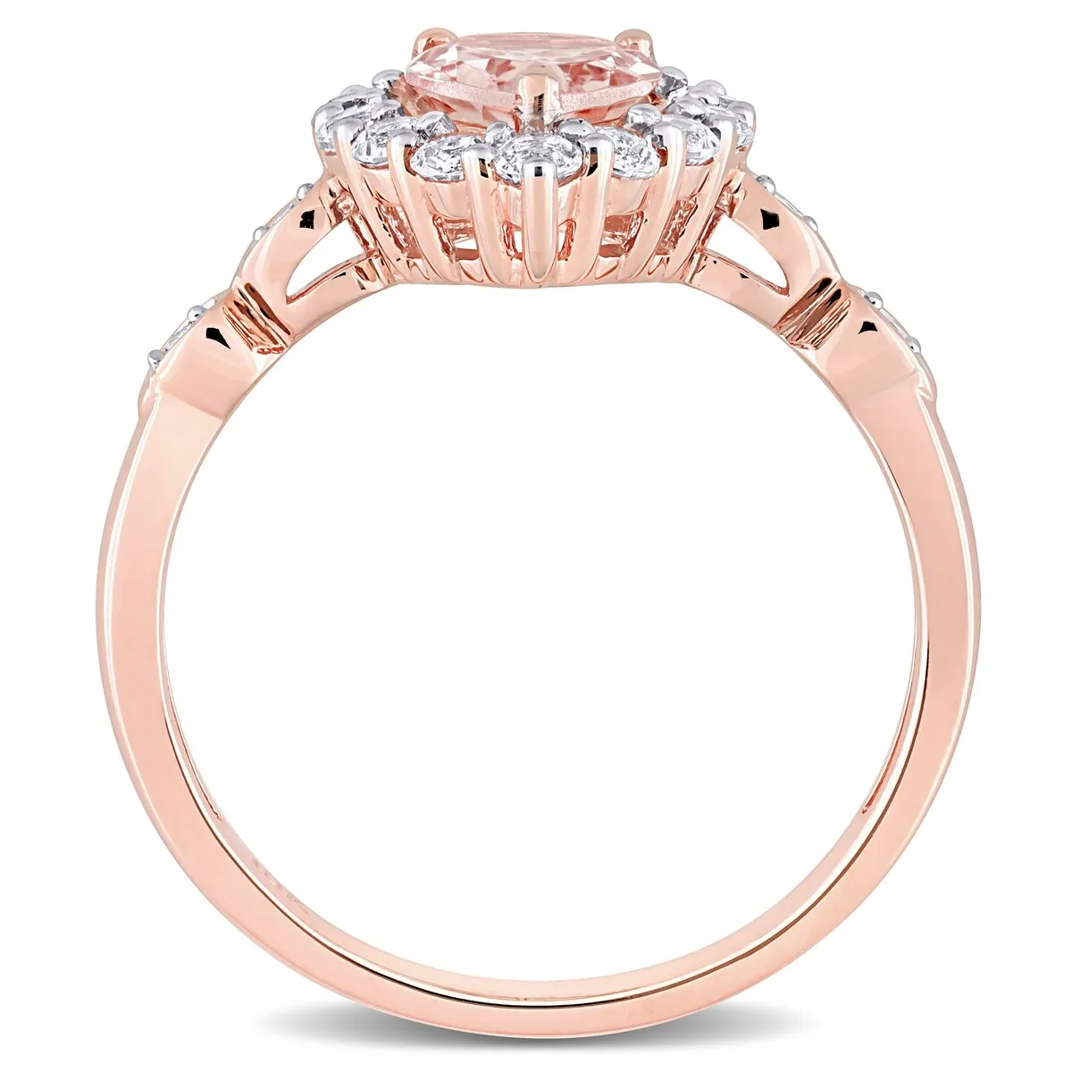 Miadora 10k Rose Gold Morganite, White Topaz and Diamond Accent Teardrop Halo Engagement Ring sold by Zulily product image thumbnail 4