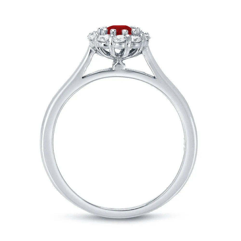 Auriya 14k Gold 3/5ct Ruby and 1/2ct TDW Diamond Halo Engagement Ring sold by Zulily product image thumbnail 5