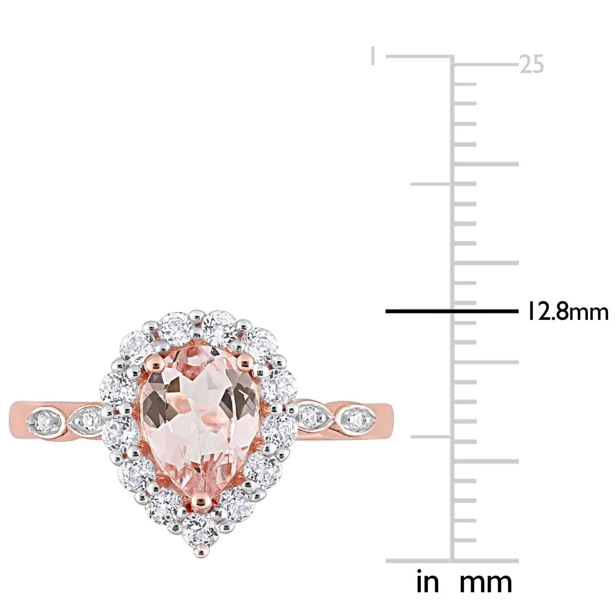 Miadora 10k Rose Gold Morganite, White Topaz and Diamond Accent Teardrop Halo Engagement Ring sold by Zulily product image thumbnail 5