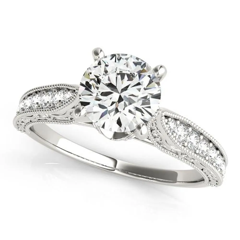 Auriya 14k Gold Round 1ct Moissanite and 1/5cttw Vintage Diamond Engagement Ring sold by Zulily
