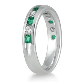 3/4 Carat Emerald and Diamond Band in 14k White Gold sold by Zulily product image thumbnail 2