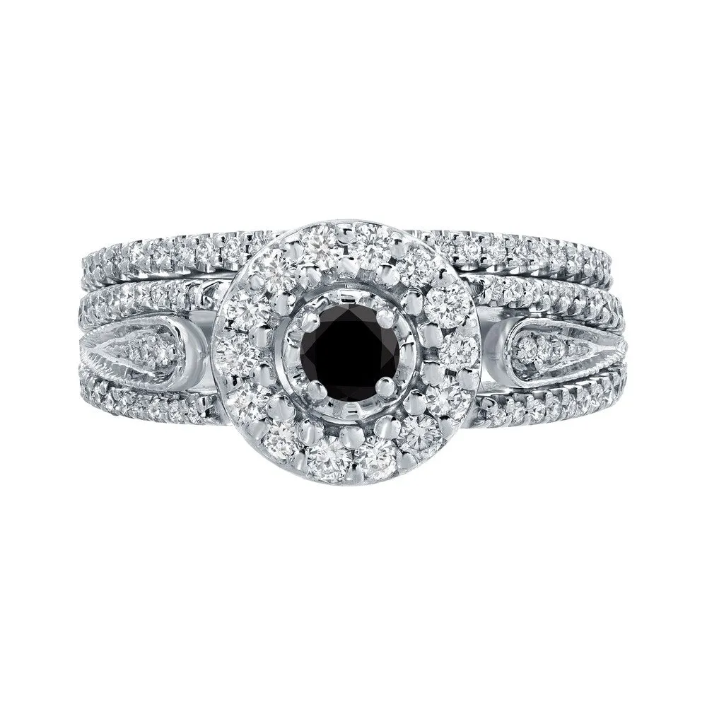 Auriya 3/5ctw Halo Black Diamond Engagement Ring Set 14k Gold sold by Zulily product image thumbnail 4