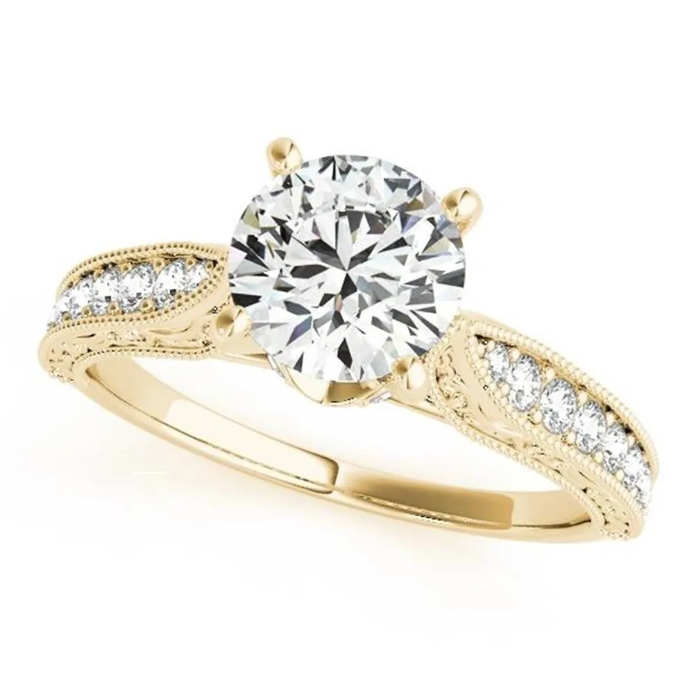 Auriya 14k Gold Round 1ct Moissanite and 1/5cttw Vintage Diamond Engagement Ring sold by Zulily product image thumbnail 2
