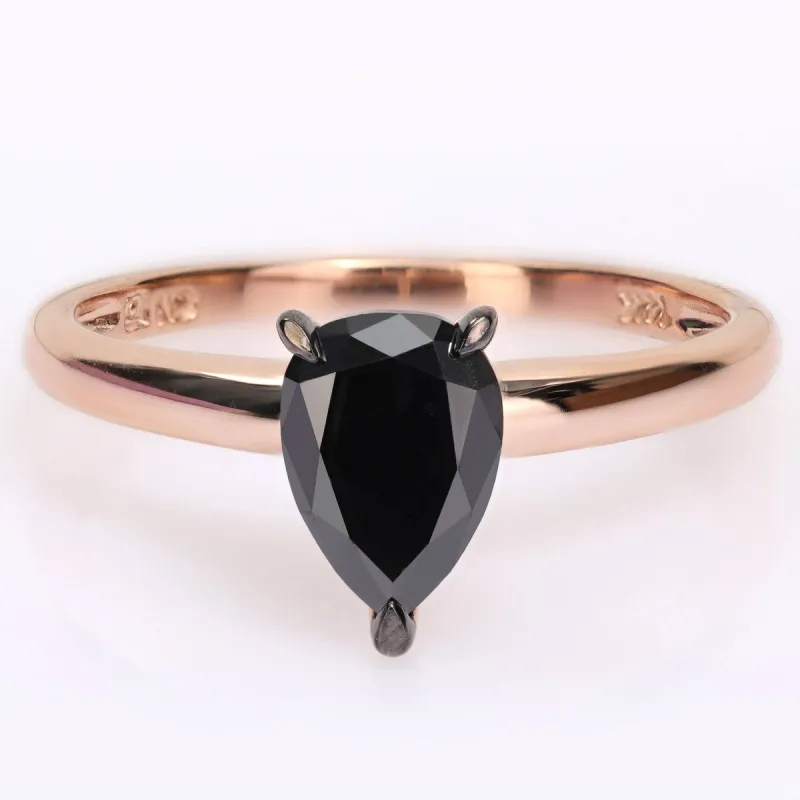 Miadora 1ct TDW Pear-cut Black Diamond Solitaire Engagement Ring in 14k Rose Gold sold by Zulily