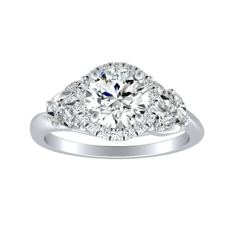 Auriya 14k Gold Floral 1 1/2ct Moissanite Halo Diamond Engagement Ring 3/8ctw sold by Zulily