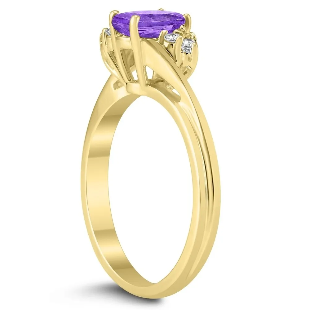7X5MM Amethyst and Diamond Twist Ring in 10K Yellow Gold sold by Zulily product image thumbnail 2