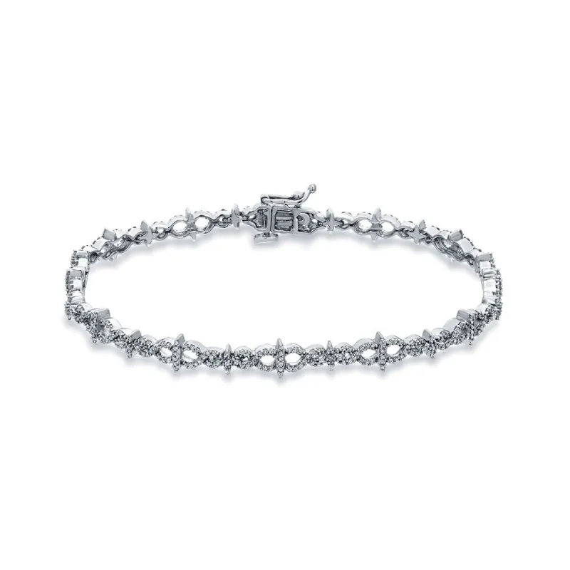 Auriya 1 carat TW Modern Pave Diamond Link Bracelet 14k White Gold - 7-inch sold by Zulily