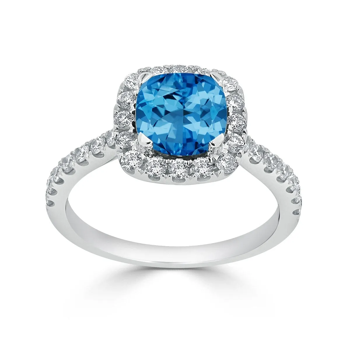 Auriya 1 3/8ct Cushion-cut Swiss Blue Topaz and Halo Diamond Engagement Ring 1/2cttw 14k Gold sold by Zulily product image thumbnail 4