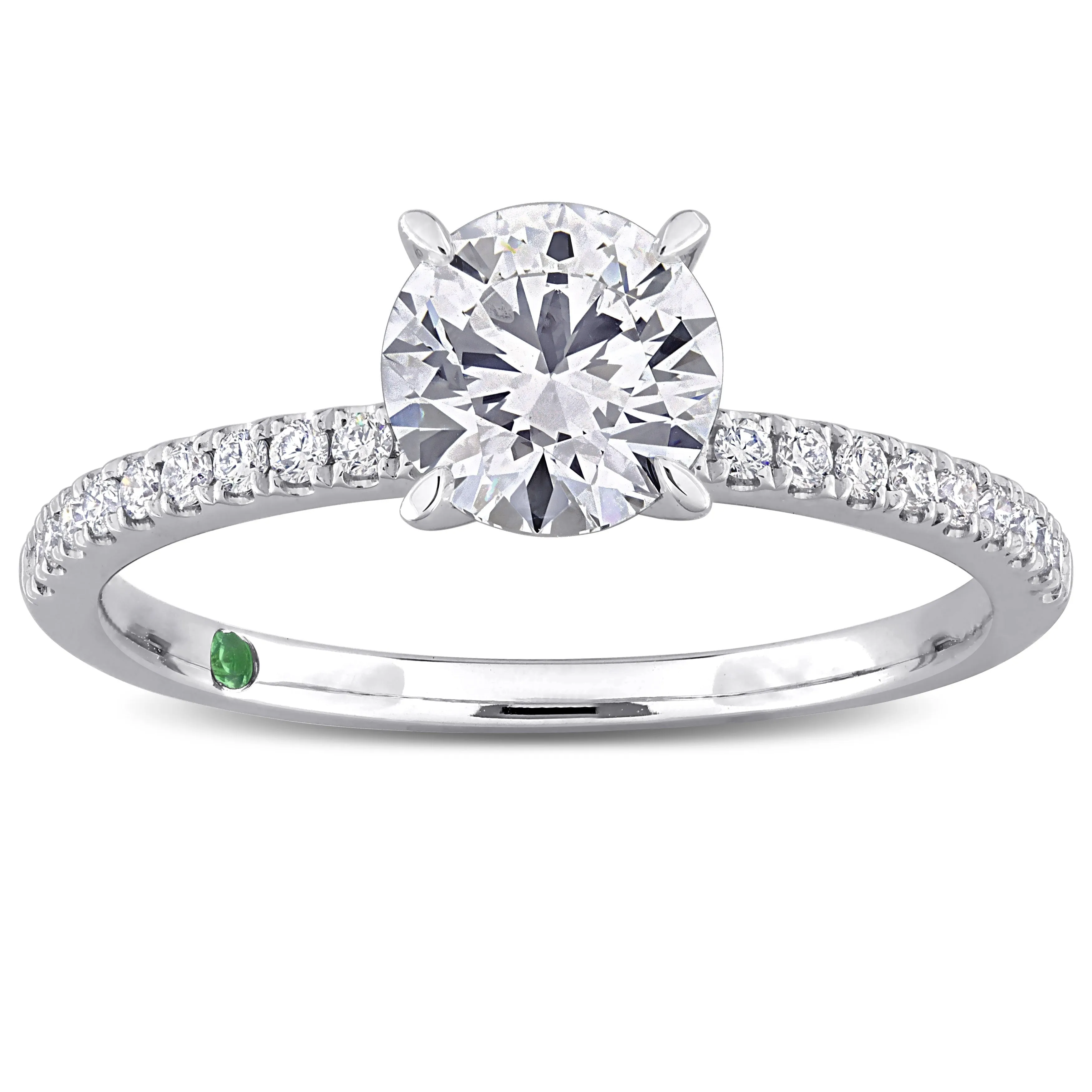 Created Forever 1 1/6ct TDW Lab-Grown Diamond Solitaire and Tsavorite Accent Ring in 14k White Gold sold by Zulily product image thumbnail 2