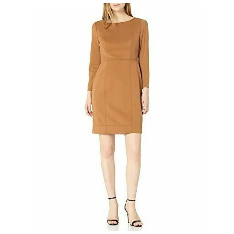 Anne Klein Women's Long Sleeve Short Sheath Dress Brown Size 12 sold by Zulily