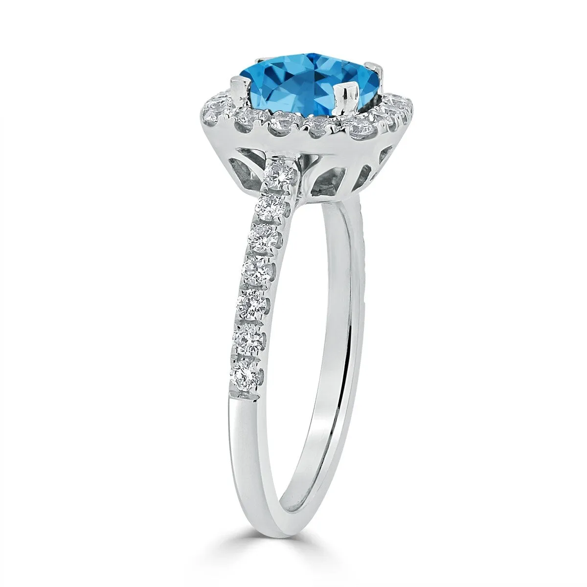 Auriya 1 3/8ct Cushion-cut Swiss Blue Topaz and Halo Diamond Engagement Ring 1/2cttw 14k Gold sold by Zulily product image thumbnail 5
