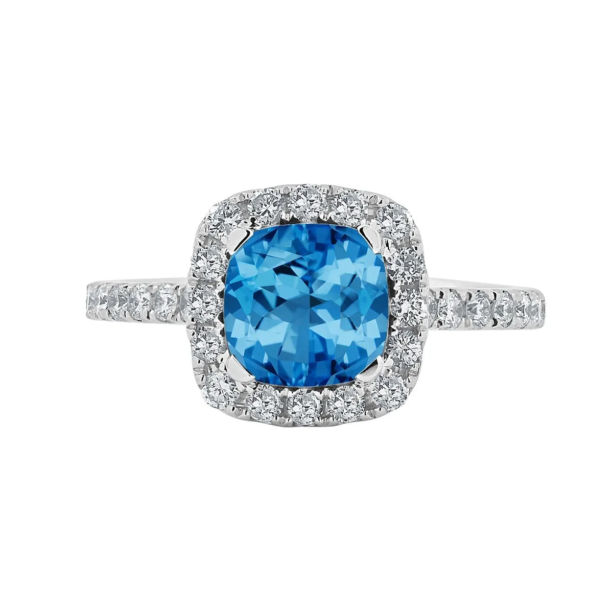Auriya 1 3/8ct Cushion-cut Swiss Blue Topaz and Halo Diamond Engagement Ring 1/2cttw 14k Gold sold by Zulily product image thumbnail 3