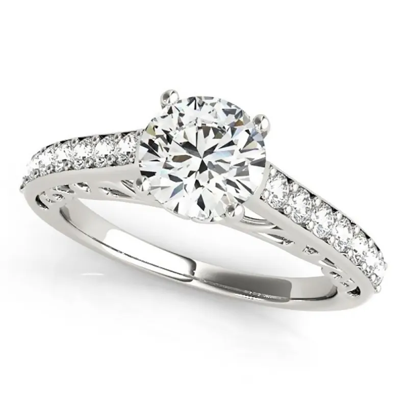 Auriya 14k Gold 4ct Round Brilliant Moissanite and 1/3ctw Diamond Engagement Ring sold by Zulily