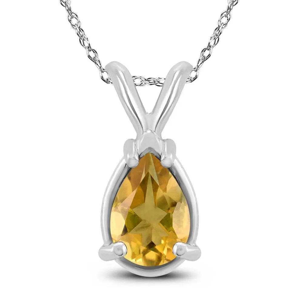 14K White Gold 6x4MM Pear Citrine Pendant sold by Zulily