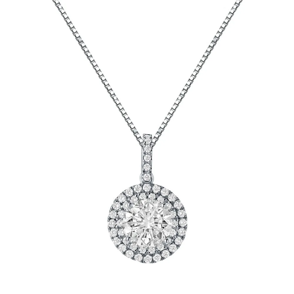 Auriya 14k Gold 2 3/5ct TDW Round Double Halo Diamond Necklace (J-K, SI2-SI3) sold by Zulily product image thumbnail 2