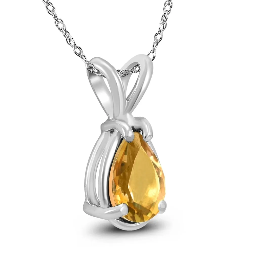 14K White Gold 6x4MM Pear Citrine Pendant sold by Zulily product image thumbnail 2