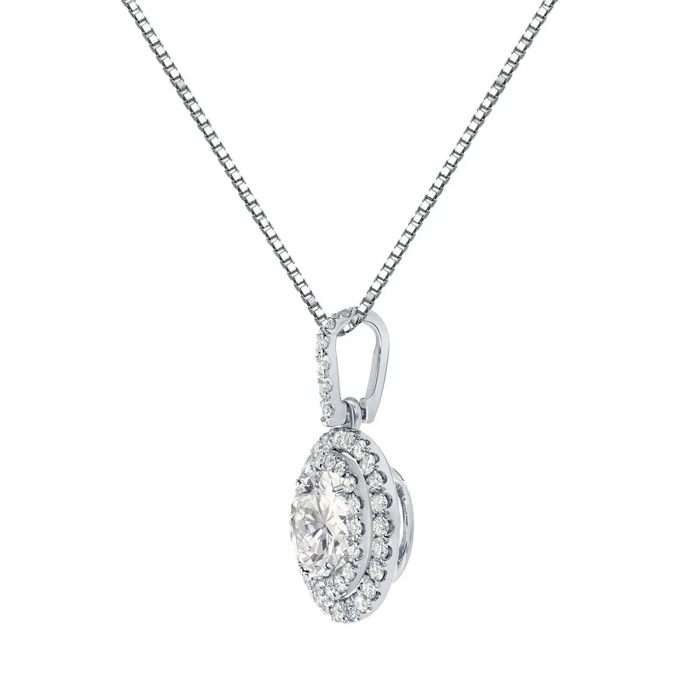 Auriya 14k Gold 2 3/5ct TDW Round Double Halo Diamond Necklace (J-K, SI2-SI3) sold by Zulily product image thumbnail 4