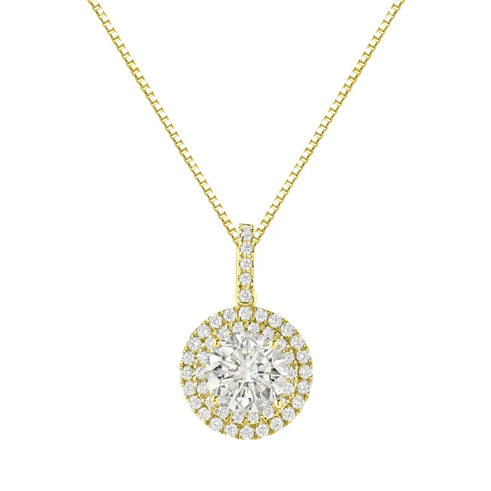 Auriya 14k Gold 2 3/5ct TDW Round Double Halo Diamond Necklace (J-K, SI2-SI3) sold by Zulily