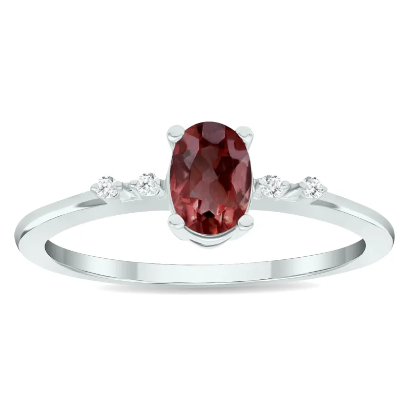 Women's Garnet and Diamond Sparkle Ring in 10K White Gold sold by Zulily