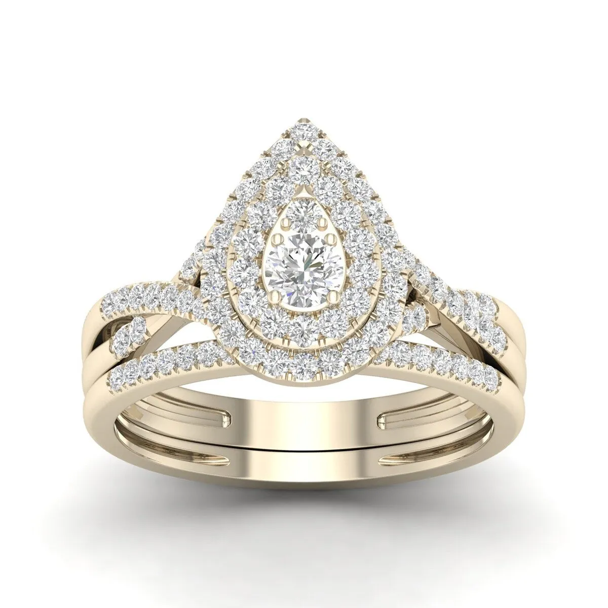 De Couer 10k Gold 1/2ct TDW Diamond Halo Bridal Ring sold by Zulily product image thumbnail 5