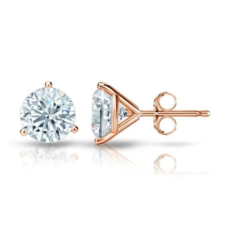 Auriya 14k Gold GIA Certified 1.70 carat TDW 3-Prong Martini Round Diamond Stud Earrings sold by Zulily product image thumbnail 5