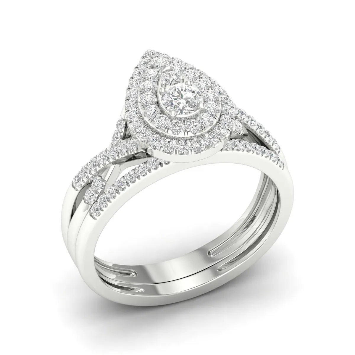 De Couer 10k Gold 1/2ct TDW Diamond Halo Bridal Ring sold by Zulily product image thumbnail 2