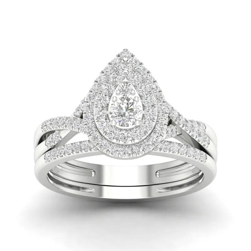 De Couer 10k Gold 1/2ct TDW Diamond Halo Bridal Ring sold by Zulily