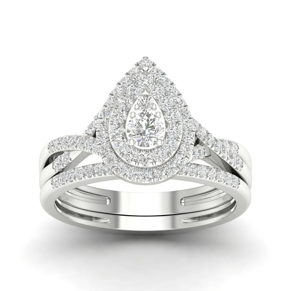De Couer 10k Gold 1/2ct TDW Diamond Halo Bridal Ring sold by Zulily