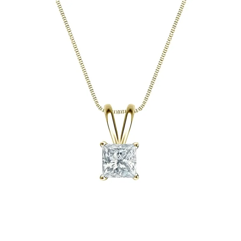 Auriya 14-karat Gold 0.50ctw Princess Solitaire Lab Grown Diamond Necklace 4-Prong Basket (D-E VVS) - 0.5 sold by Zulily product image thumbnail 2