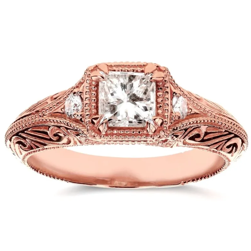 Annello by Kobelli 14k Rose Gold 5/8ct TDW Diamond Antique Filigree Engagement Ring sold by Zulily