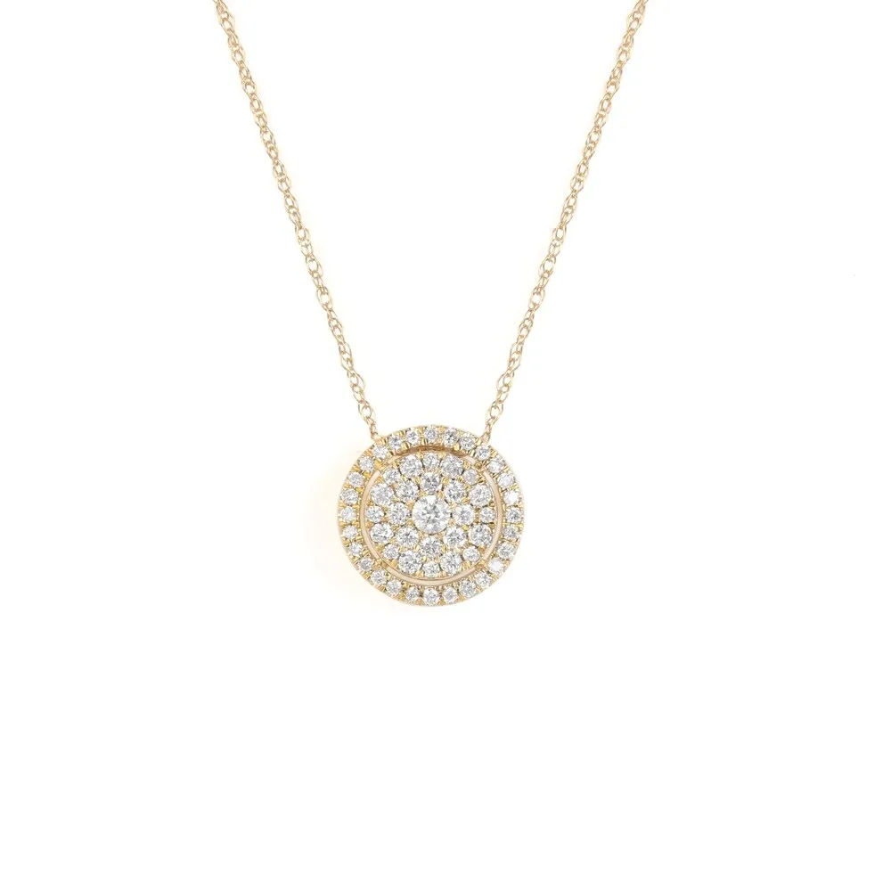 De Couer IGI Certified 14K Yellow Gold 1/3ct TDW Diamond Cluster Halo Pendant Necklace sold by Zulily product image thumbnail 3