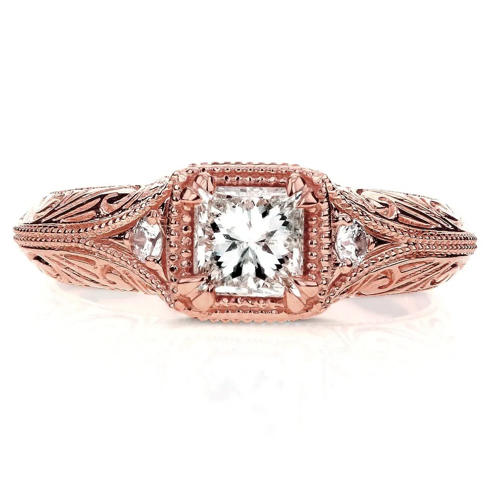 Annello by Kobelli 14k Rose Gold 5/8ct TDW Diamond Antique Filigree Engagement Ring sold by Zulily product image thumbnail 3
