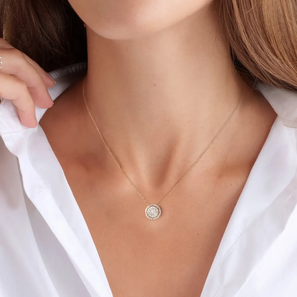 De Couer IGI Certified 14K Yellow Gold 1/3ct TDW Diamond Cluster Halo Pendant Necklace sold by Zulily product image thumbnail 2