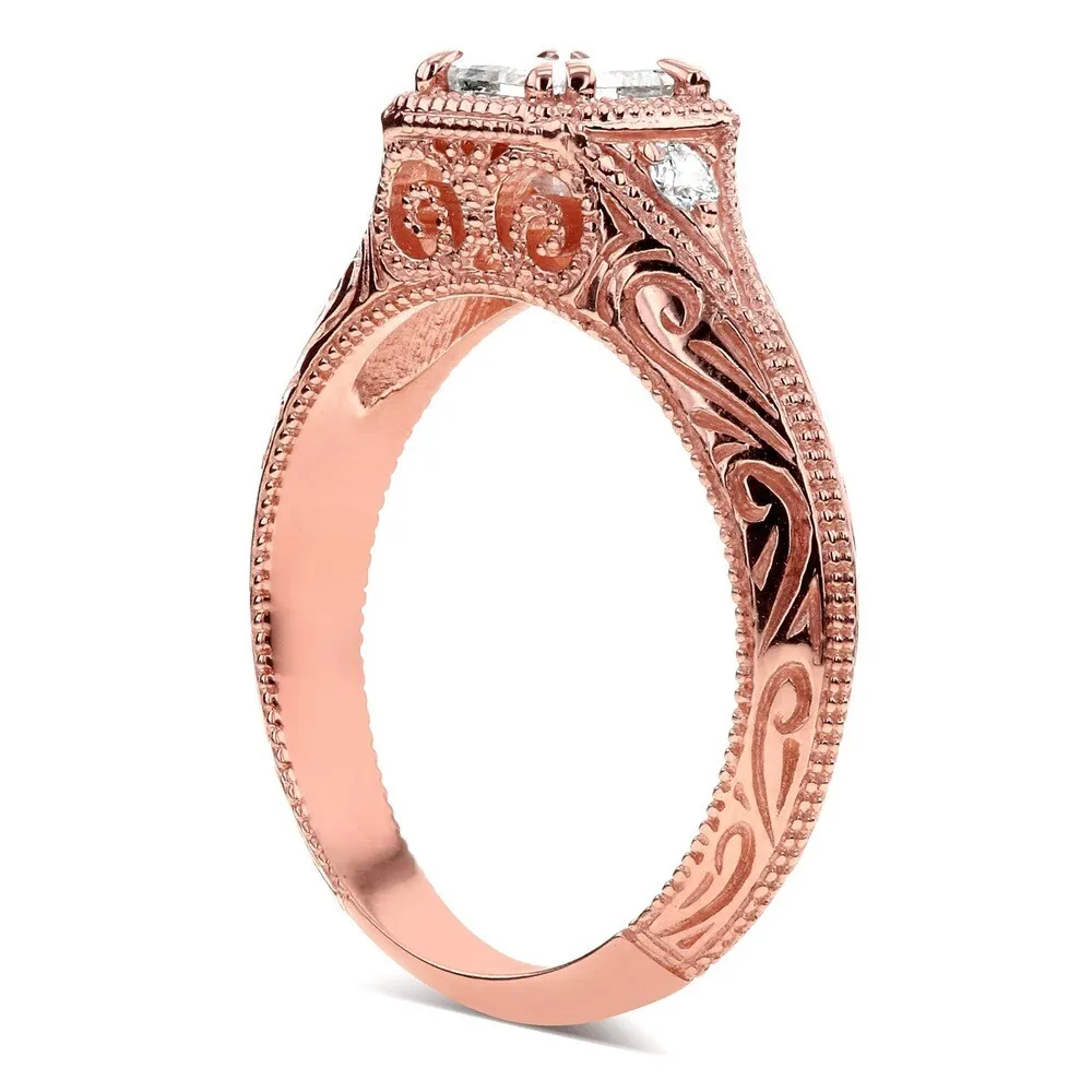 Annello by Kobelli 14k Rose Gold 5/8ct TDW Diamond Antique Filigree Engagement Ring sold by Zulily product image thumbnail 4