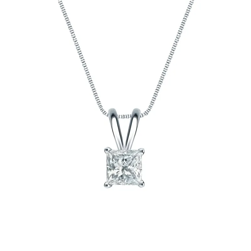 Auriya 14-karat Gold 0.50ctw Princess Solitaire Lab Grown Diamond Necklace 4-Prong Basket (D-E VVS) - 0.5 sold by Zulily