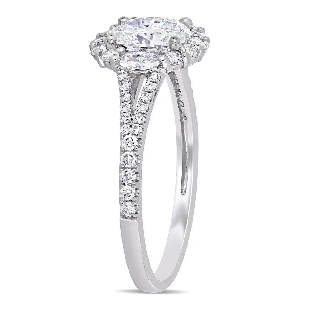 Miadora 14k White Gold 1 1/8ct TDW Multi-Cut Diamond Split Shank Halo Engagement Ring sold by Zulily product image thumbnail 3