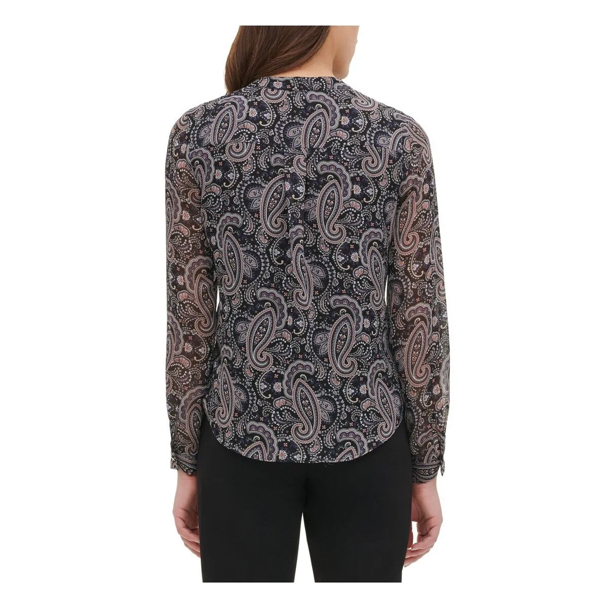Tommy Hilfiger Women's Paisley Long Sleeve Crew Neck Blouse Black Size Small sold by Zulily product image thumbnail 2