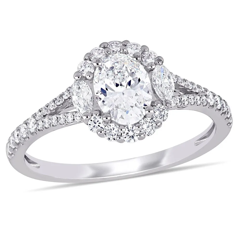Miadora 14k White Gold 1 1/8ct TDW Multi-Cut Diamond Split Shank Halo Engagement Ring sold by Zulily product image thumbnail 2