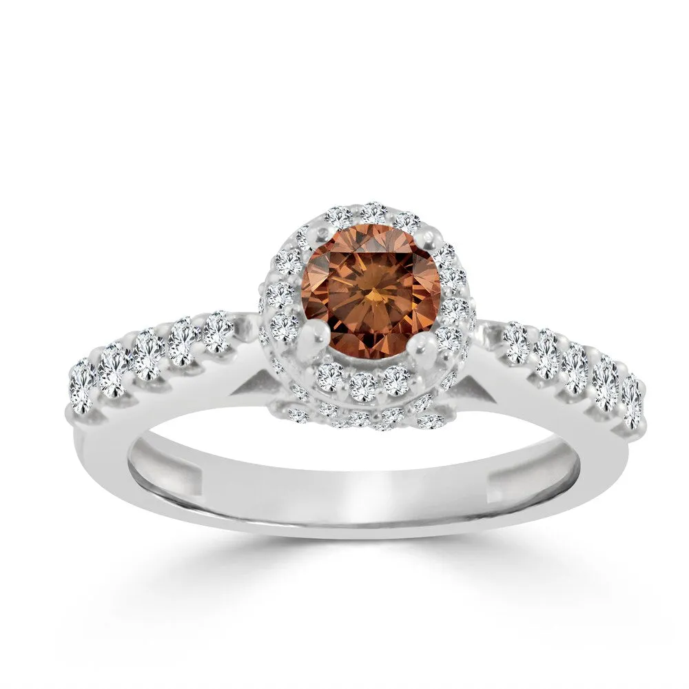 Auriya Unique Round 1ctw Halo Brown Diamond Engagement Ring 14k Gold sold by Zulily