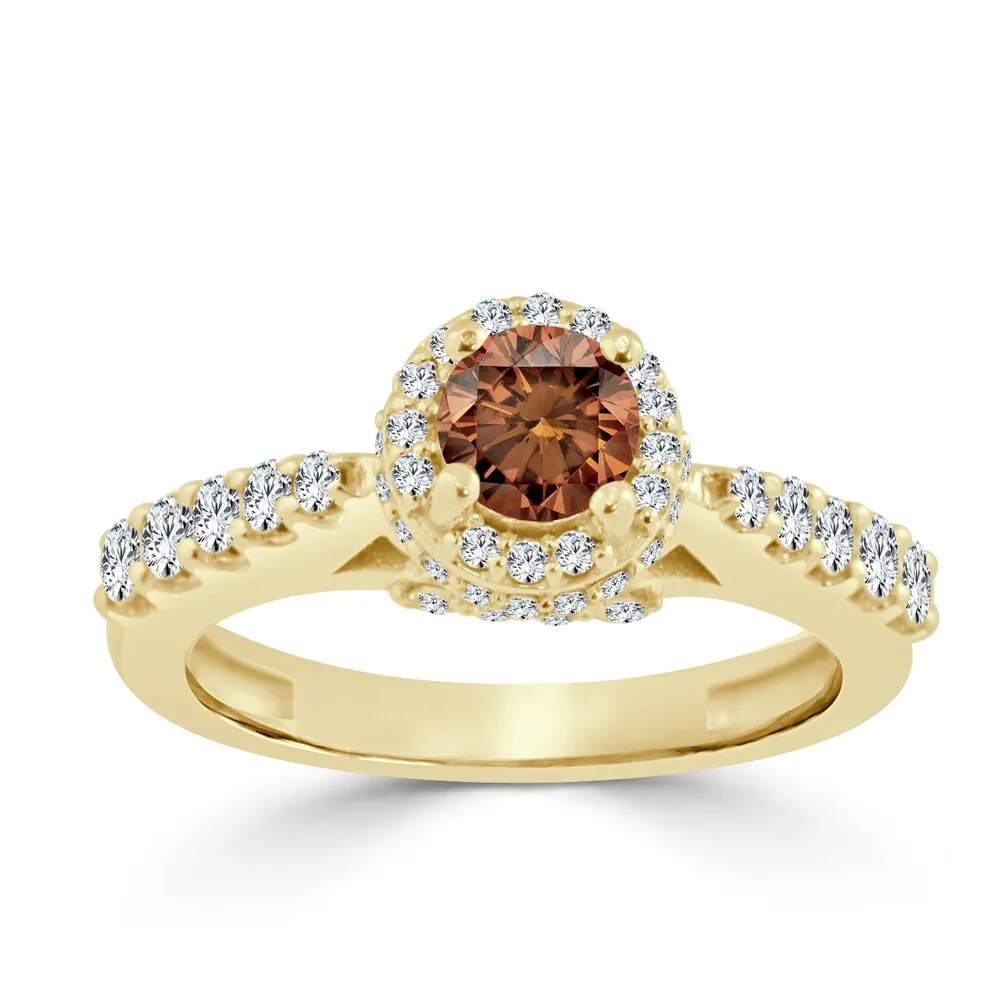 Auriya Unique Round 1ctw Halo Brown Diamond Engagement Ring 14k Gold sold by Zulily product image thumbnail 2