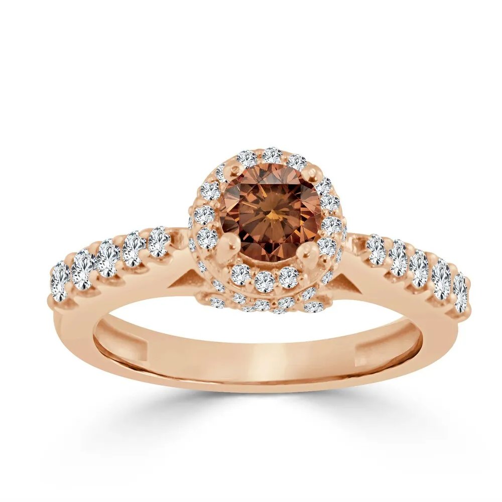 Auriya Unique Round 1ctw Halo Brown Diamond Engagement Ring 14k Gold sold by Zulily product image thumbnail 3