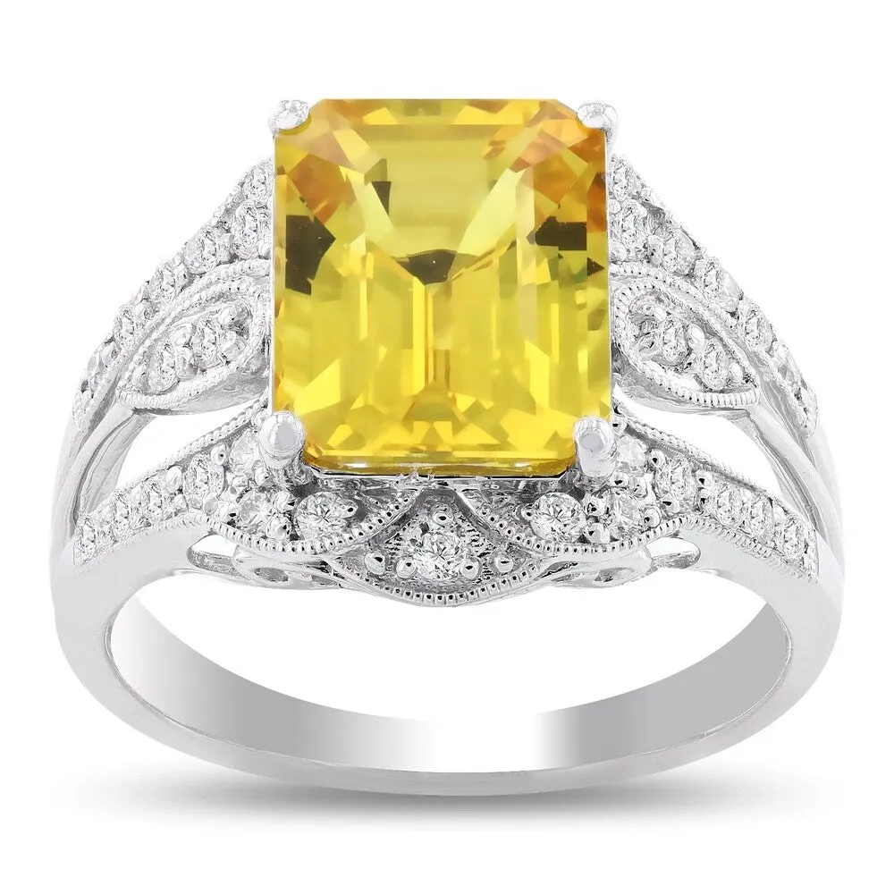 Auriya Platinum 5 1/3ct Sapphire and 3/8ct TDW Diamond Ring sold by Zulily