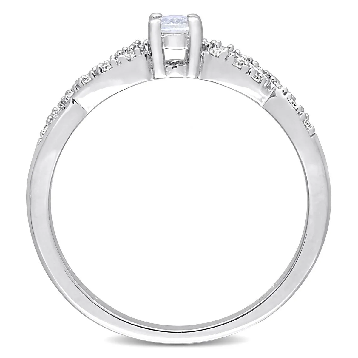 Miadora 1/10ct TDW Diamond and Created White Sapphire Infinity Engagement Ring in Sterling Silver sold by Zulily product image thumbnail 3