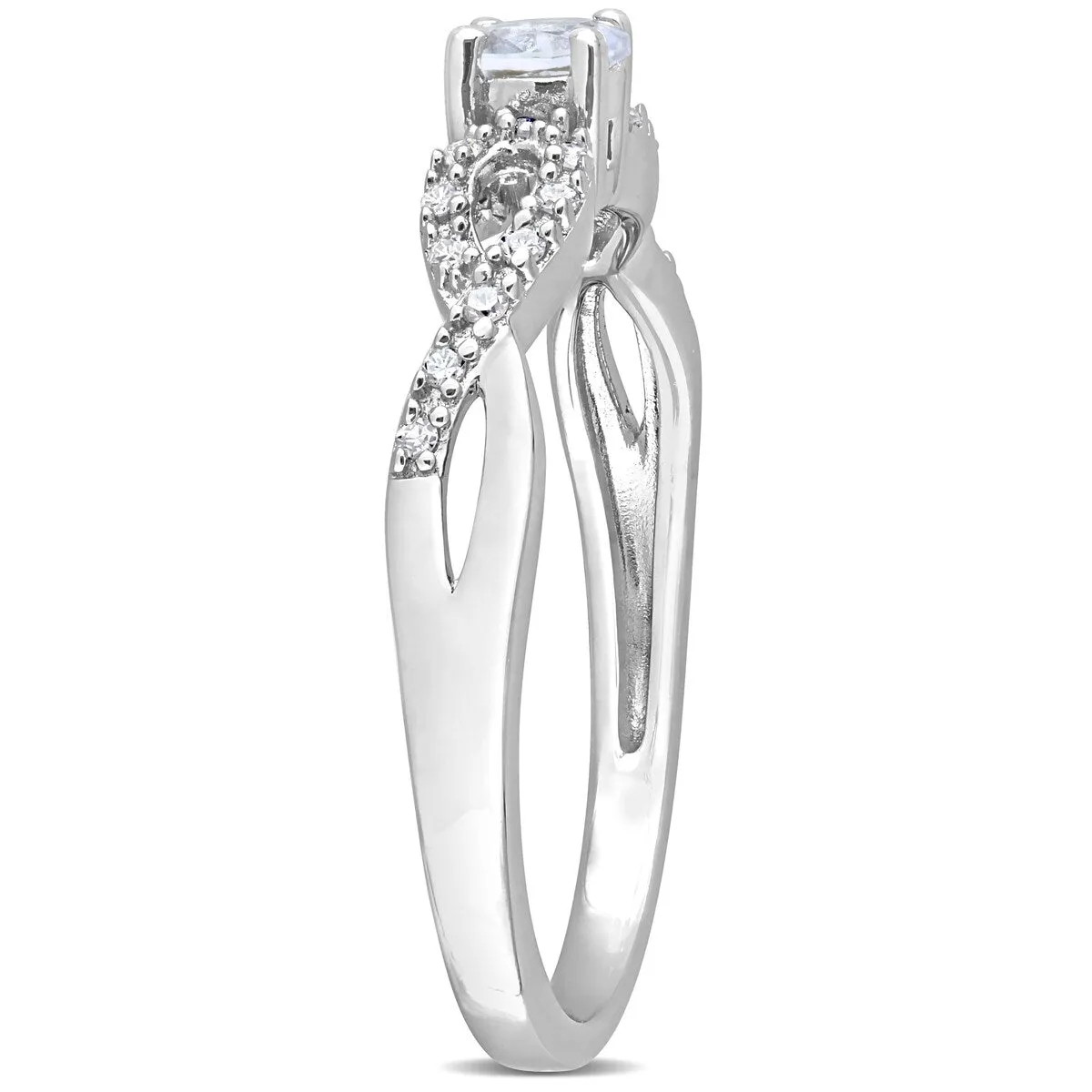 Miadora 1/10ct TDW Diamond and Created White Sapphire Infinity Engagement Ring in Sterling Silver sold by Zulily product image thumbnail 2