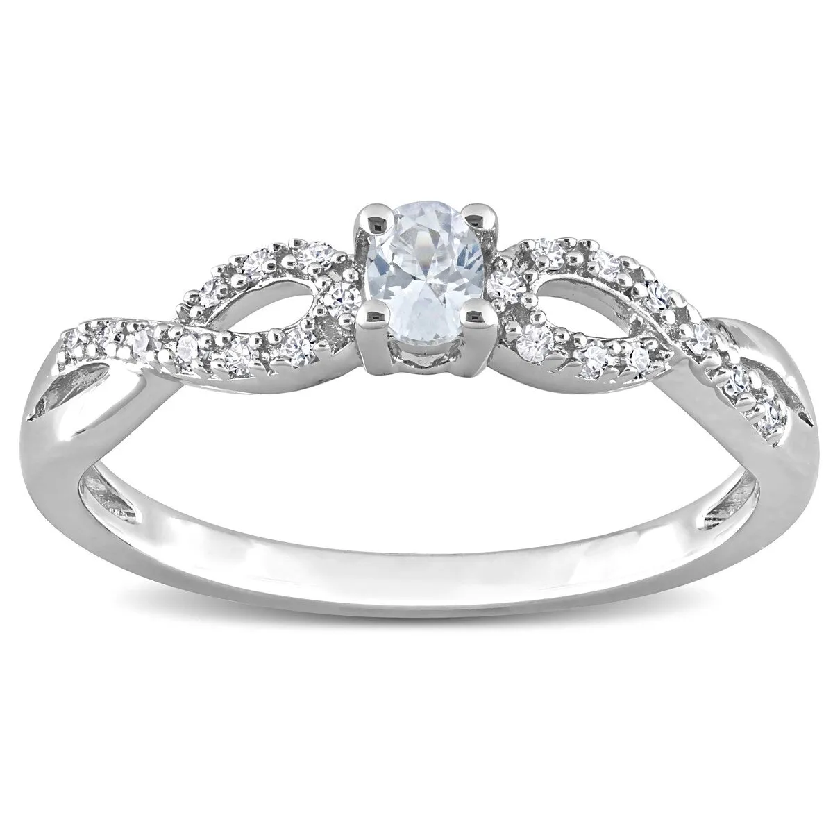 Miadora 1/10ct TDW Diamond and Created White Sapphire Infinity Engagement Ring in Sterling Silver sold by Zulily