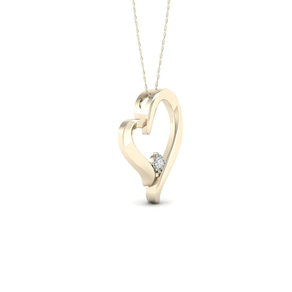De Couer 10k Yellow Gold 1/20ct TDW Diamond Heart Necklace sold by Zulily product image thumbnail 2
